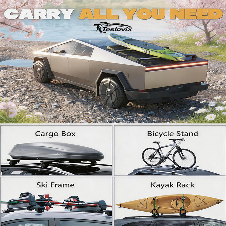 Roof Rack for Tesla Cybertruck – Telescoping Design, 220lbs Heavy-Duty ...