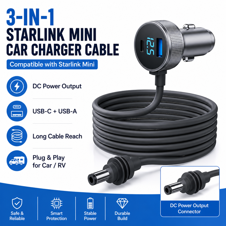 3-in-1 Power Adapter for Starlink Mini – Plug & Play for Vehicles |Tes ...