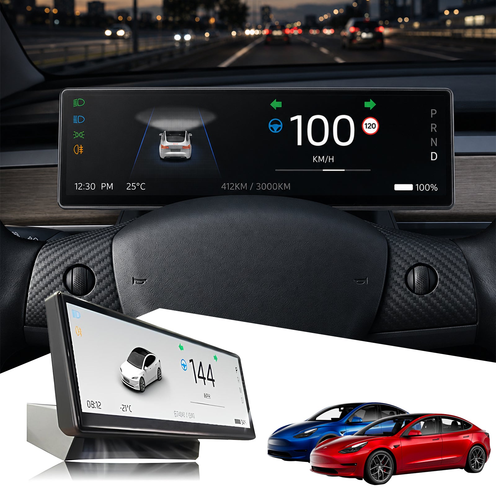 F88 8.8-In Touch Screen Instrument Cluster for Model 3/Y | Teslovix